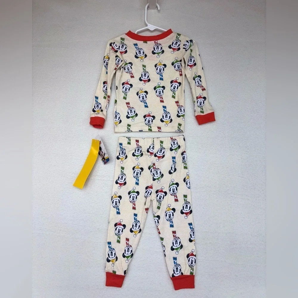 DISNEY‎ Christmas Mickey Mouse Pajama Set Toddler Pluto Long Sleeve NEW 2T